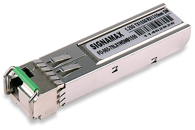 Industrial (Extreme Temp) Gigabit 1000Base WDM (Single Fiber) SFP Fiber Module - LC Singlemode Transmit/1550 nm - Receive/1310 nm  - 10 km by Signamax