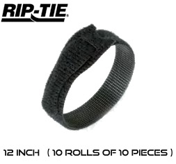 12 Inch by 1/2 wide Rip-Tie Lite Cable Ties - 10 Rolls of 10 pieces