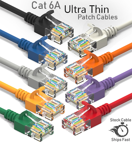 30 Ft Cat 6A Ultra Thin Stock Ethernet Patch Cable