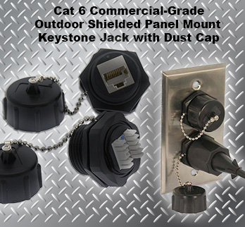 Cat 6 Commercial-Grade Outdoor Shielded Bulkhead Panel Mount Keystone Jack with Dust Cap