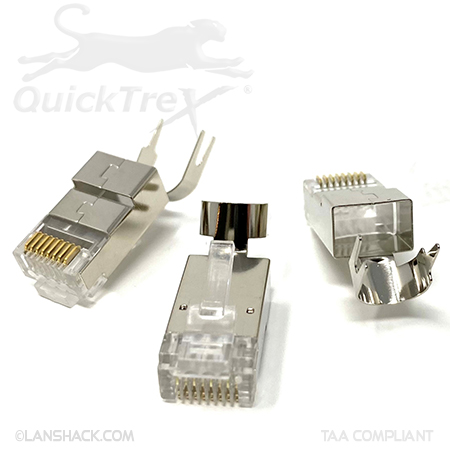 QuickTreX Cat 8 Shielded Modular Plug with Load Bar - Bag of 10