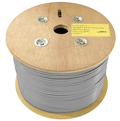 Cat 8 Shielded - 40G- 22AWG, 2000MHZ, S/FTP Shielded, Plenum Rated (CMP), Solid Conductor Ethernet Cable - 1000 Ft by ABA Elite