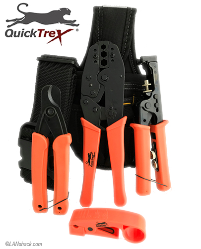 QuickTreX® Coax Terminator Tool Pouch Kit for F-Type Coax, RCA, and BNC Connections