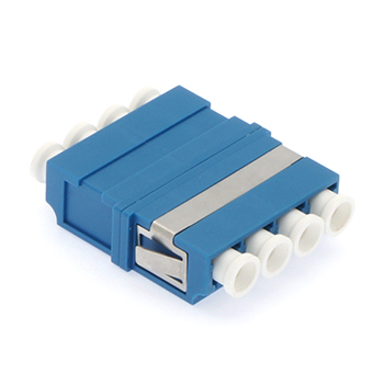 LC UPC Quad Singlemode Fiber Optic Coupler with Flange - Blue