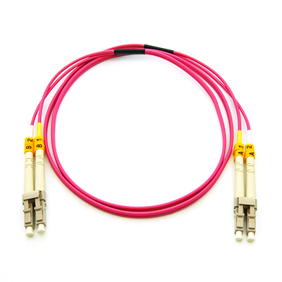 Stock 5 meter LC to LC 50/125 OM4, 10/40/100 GIG Multimode Duplex Patch Cable - Violet