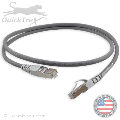 Cat 5E Shielded Plenum Rated Premium Custom Ethernet Patch Cable - Made in the USA by QuickTreX®