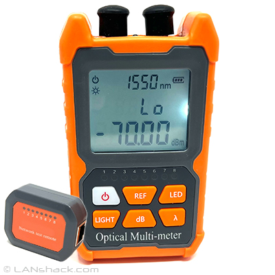 Multipurpose All-In-On Fiber Optic Visual Fault Locator, Optical Power Meter, and RJ45 LAN Cable Tester
