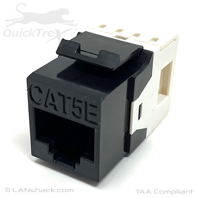 QuickTreX Premium Cat 5E Keystone Jack - 180 Degree Punch Down - TAA Compliant - RoHS Compliant and UL Listed
