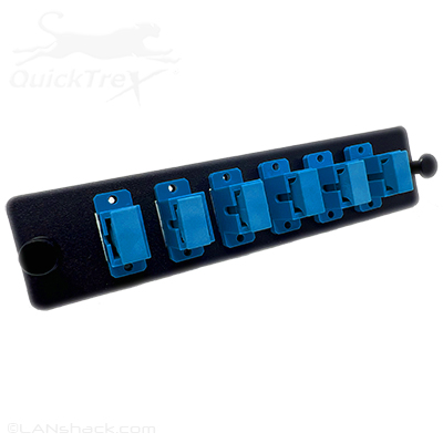 6 Fiber SC UPC Singlemode 9/125 LGX Fiber Optic Adapter Panel by QuickTreX®