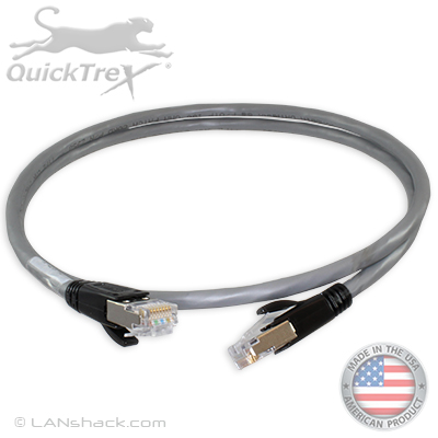 Cat 6E Shielded Premium Custom Ethernet Patch Cable - Made in the USA by QuickTreX®