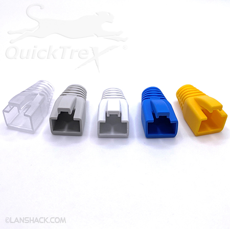 QuickTreX® 8MM Strain Relief Boots for Category 6A, 6E (& 5E), Shielded Modular Plugs - Bag of 50