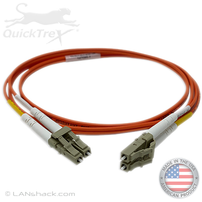 LC to LC Plenum Rated Multimode OM1 62.5/125 Premium Custom Duplex Fiber Optic Patch Cable with Corning® Glass - Made USA by QuickTreX®