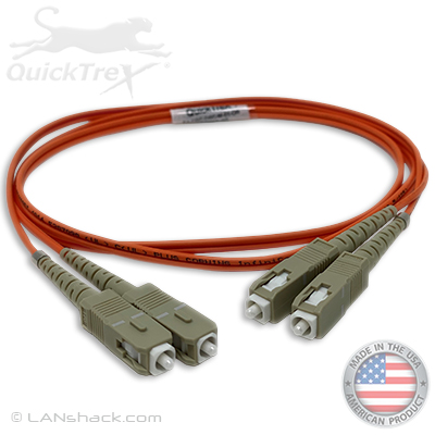 SC to SC Plenum Rated Multimode OM1 62.5/125 Premium Custom Duplex Fiber Optic Patch Cable with Corning® Glass - Made USA by QuickTreX®