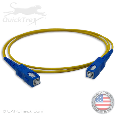 SC to SC Plenum Rated Singemode 9/125 Premium Custom Simplex Fiber Optic Patch Cable with Corning® Glass - Made USA by QuickTreX®