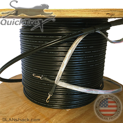 4 Strand Outdoor (OSP) Aerial with Messenger Multimode 10-GIG OM3 50/125 Custom Pre-Terminated Fiber Optic Cable Assembly - Made in the USA by QuickTreX®