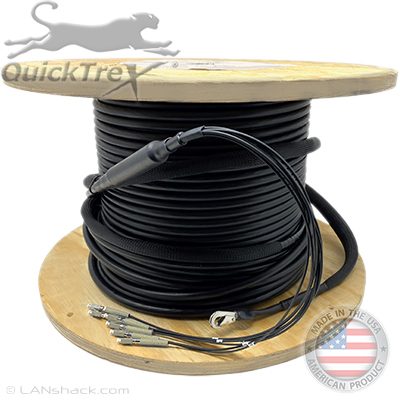 24 Strand Corning ALTOS Outdoor (OSP) Loose Tube Multimode 10/40/100 GIG OM4 50/125 Custom Pre-Terminated Fiber Optic Cable Assembly with Corning® Glass - Made in the USA by QuickTreX®