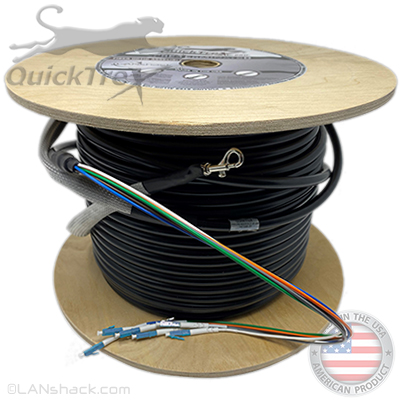 6 Strand Outdoor (OSP) Gel Filled Singlemode Custom Pre-Terminated Fiber Optic Cable Assembly - Made in the USA by QuickTreX®