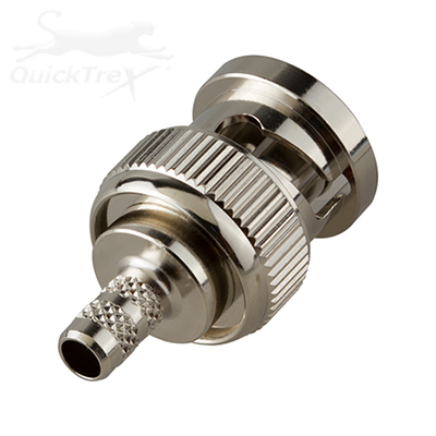 BNC Male Crimp Connector by QuickTrex RG58/U Cable Group C N,G,D; For Cables: LMR-195, LMR-200LLPX, RG-58, Belden 7806A