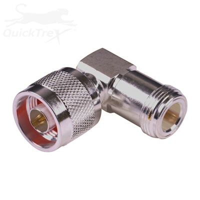 N Male-N Female; R/A Adapter by QuickTreX - Silver Body Plating, Gold Contact Plating, Teflon Dielectric