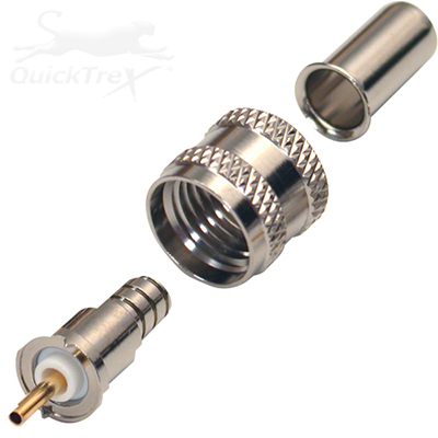 Mini-UHF Male Crimp Connector by QuickTrex For Cables: LMR-195, LMR-200LLPX, RG-58, Belden 7806A