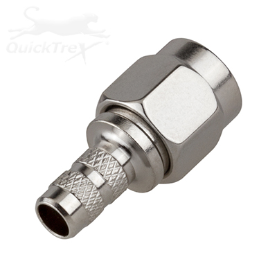 SMA Male Crimp Connector by QuickTrex For Cables: LMR-195, LMR-200LLPX, RG-58, Belden 7806A