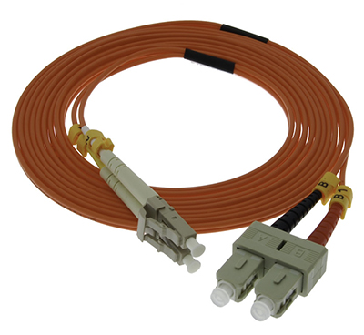 Stock 3 meter LC to SC 50/125 OM2 Multimode Duplex Patch Cable