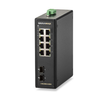 8 Port Gigabit Unmanaged Rugged Industrial (Extreme Temp) Network Switch with 2 Gigabit SFP Ports - I100 Series by Signamax