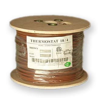 18/4 Riser Rated (CMR) Thermostat Cable Solid Copper PVC - BROWN - 500ft 