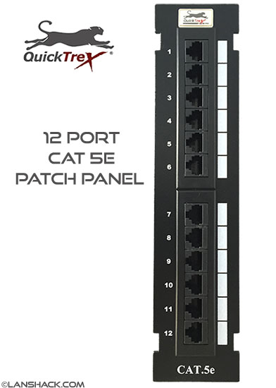 QuickTreX 12 Port Cat 5E Ethernet Patch Panel