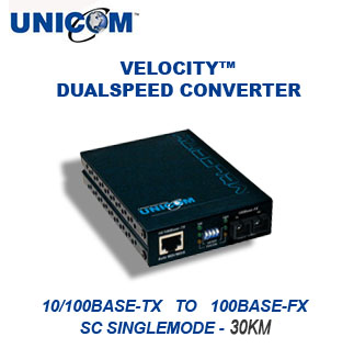 VELOCITY™ 10/100BaseTX to 100BaseFX SC Singlemode Converter - 30km