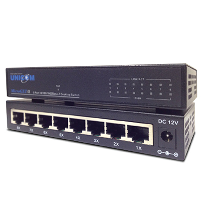 8 Port 10/100/1000Base-T Unmanaged Desktop Gigabit Ethernet Switch - by Unicom