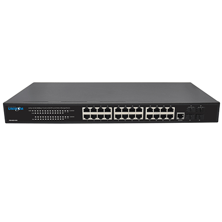 24 Port Gigabit L2 Managed Network Switch with PoE Injector and 4 x Gigabit SFP Ports - by Unicom