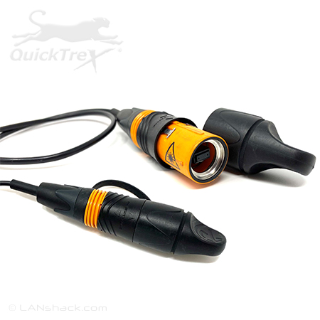 12 Fiber Multimode OM3 50/125 Custom Tactical Fiber Optic Patch Cable with Neutrik OpticalCON MTP Lite Waterproof IP65 Rated Connectors - Made in the USA by QuickTreX®