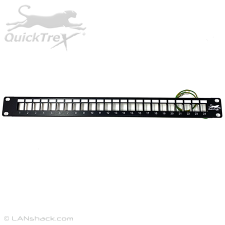 QuickTreX 24 Port 1U Shielded Blank Keystone Patch Panel - RoHS and TAA Compliant