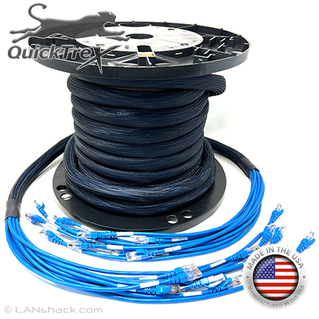 8 Cable Cat 6E UTP Solid Conductor Premium Custom Pre-Connectorized Ethernet Cable Bundle - Made in the USA by QuickTreX
