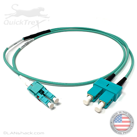 Custom Armored Indoor Plenum Rated Multimode 10-GIG OM3 50/125 Premium Duplex Fiber Optic Patch Cable with Corning® Glass - Made USA by QuickTreX®