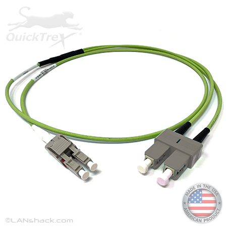 Custom Armored Indoor Plenum Rated Multimode 10/40/100/400 GIG OM5 50/125 Premium Duplex Fiber Optic Patch Cable with Corning® Glass - Made USA by QuickTreX®