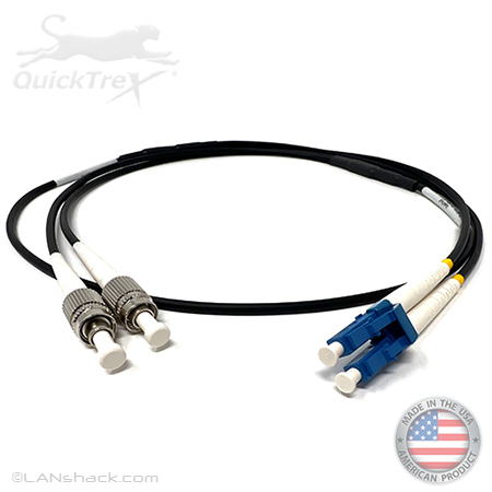 Custom Armored Indoor / Outdoor Tactical (PU) Singlemode 9/125 Premium Duplex Fiber Optic Patch Cable with Corning® Glass - Made USA by QuickTreX®