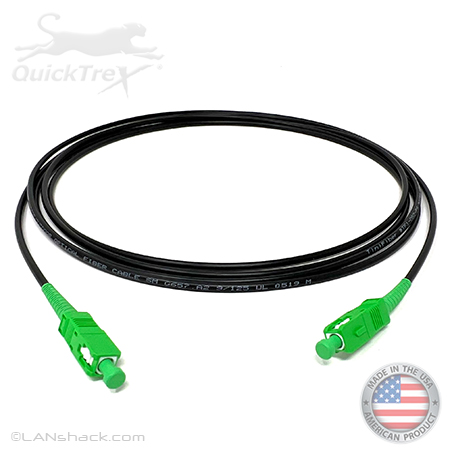 Custom Armored Indoor / Outdoor Tactical (PU) Singlemode 9/125 Premium Simplex Fiber Optic Patch Cable with Corning® Glass - Made in the USA by QuickTreX®