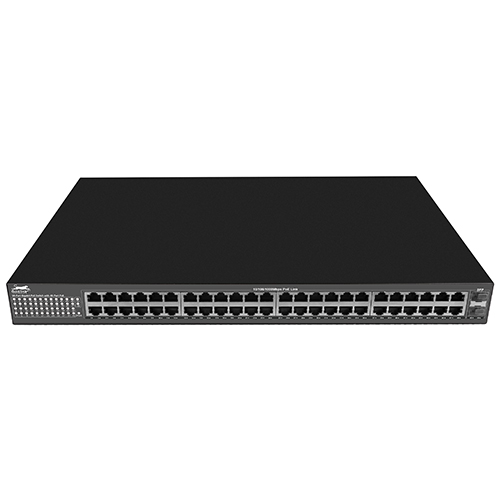 QuickTreX 48 Port Unmanaged Gigabit PoE Switch with 48 x GIG PoE RJ45 30/15.4W Ports, 2 x GIG SFP Ports, and Built-In 400W Power Supply  - RoHS Compliant
