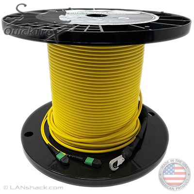 24 Fiber MTP (1 x 24) Indoor Plenum Rated Singlemode Custom Fiber Optic MTP Trunk Cable Assembly - Made in USA by QuickTreX® with Genuine US Conec® Connectors and Corning® Glass