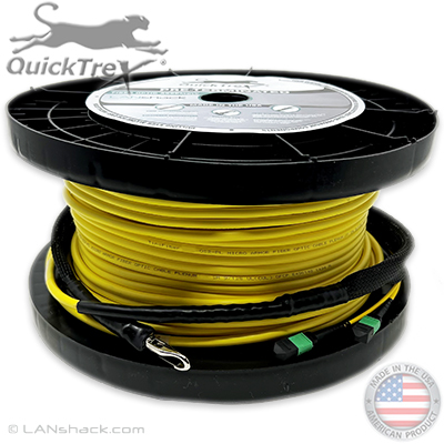 144 Fiber MTP (6 x 24) Indoor Plenum Rated Ultra Thin Micro Armored Singlemode Custom Fiber Optic MTP Trunk Cable Assembly - Made in USA by QuickTreX® with Genuine US Conec® Connectors and Corning® Glass