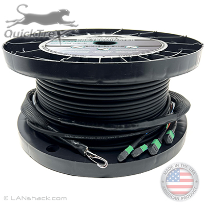 144 Fiber MTP (6 x 24) Indoor/Outdoor Plenum Rated Ultra Thin Micro Armored Singlemode Custom Fiber Optic MTP APC Trunk Cable Assembly - Made in USA by QuickTreX® with Genuine US Conec® Connectors and Corning® Glass