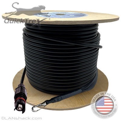 1 Fiber Singlemode HFOC OptiTap Preconnectorized Corning ALTOS Outdoor (OSP) Armored Direct Burial Rated Fiber Optic Cable Assembly with Weatherproof IP68 Rated Connectors - Custom Made in USA by QuickTreX®