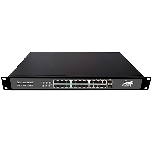 QuickTreX 24 Port Gigabit w/ 2 x SFP 10/100/100Mbs Unmanaged Rackmount Ethernet Network Switch - RoHS Compliant