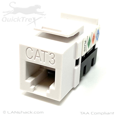QuickTreX Premium RJ-11/12 Keystone Voice Jack (6 conductor) - 90 Degree Punch Down - TAA Compliant - RoHS Compliant and UL Listed