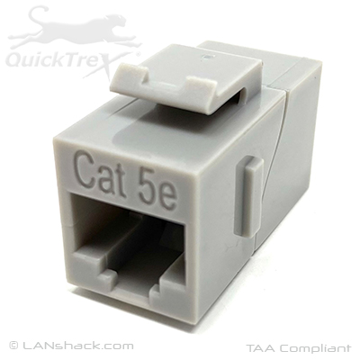 QuickTreX Premium Cat 5E Inline RJ45 Keystone Mount Coupler - TAA Compliant - RoHS Compliant and UL Listed