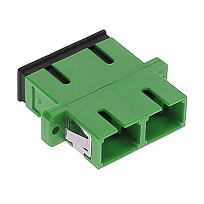 SC APC Duplex Singlemode Fiber Optic Coupler with Flange - Green