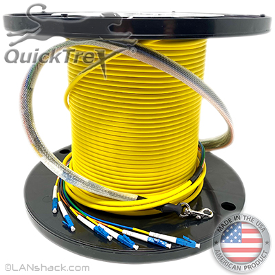 12 Strand Indoor Plenum Rated Singlemode Custom Pre-Terminated Fiber Optic Cable Assembly with Corning® Glass - Made in the USA by QuickTreX®