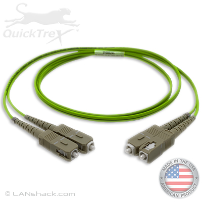 SC to SC Plenum Rated Multimode 10/40/100/400 GIG OM5 50/125 Premium Custom Duplex Fiber Optic Patch Cable with Corning® Glass - Made in the USA by QuickTreX®